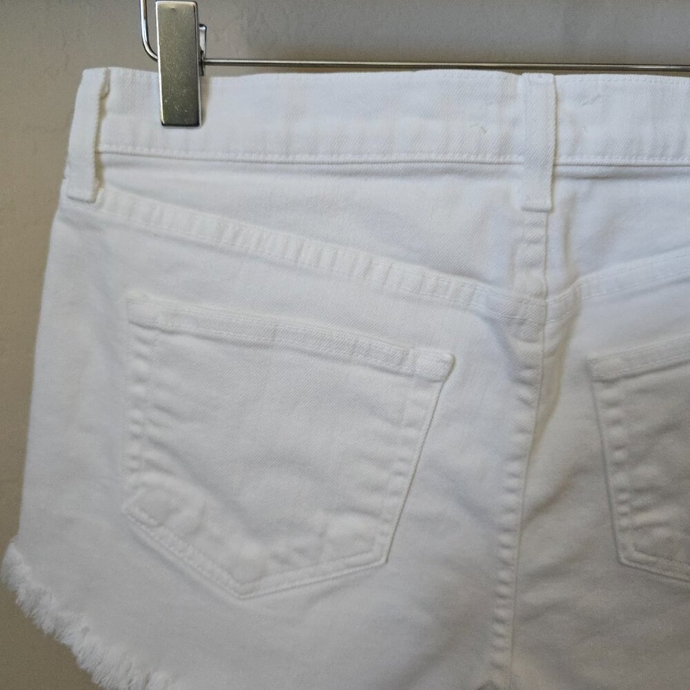 L'AGENCE Zoe White Frayed Cutoff Denim Shorts Size 27 Stretchy High Rise - Picture 8 of 15